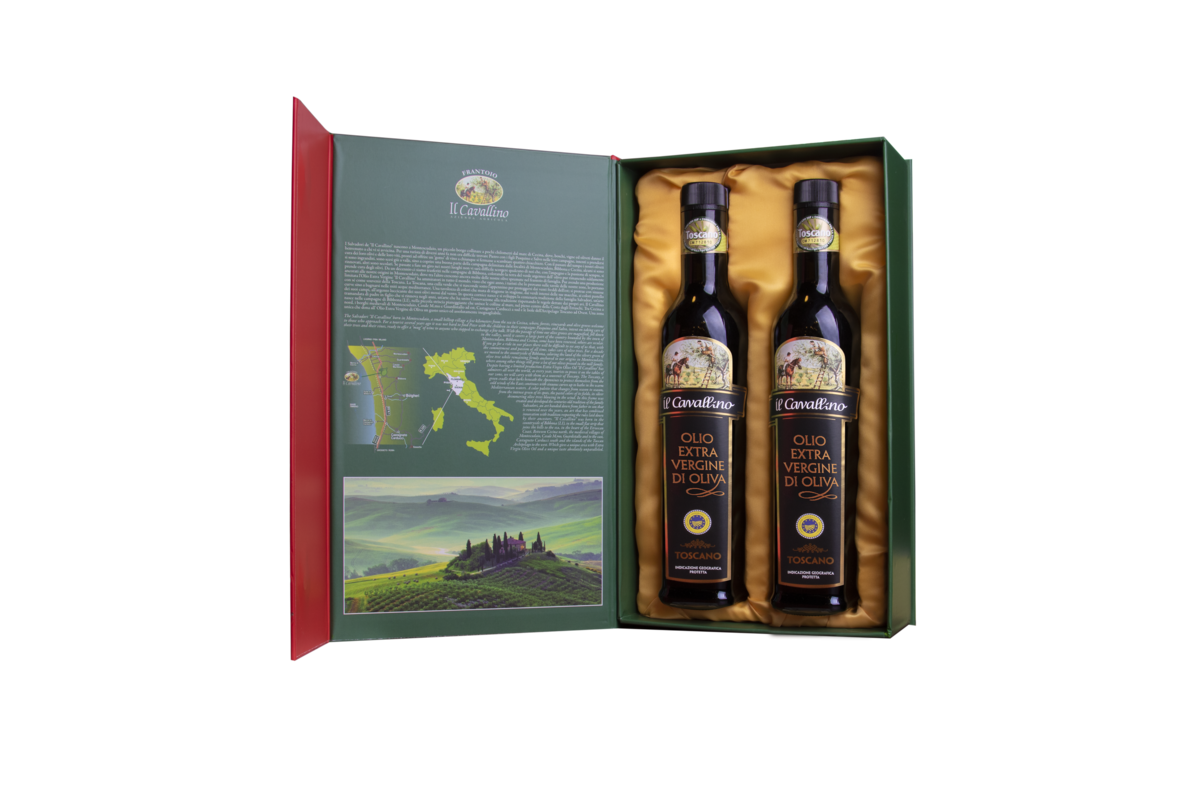 Confezione regalo 2 bottiglie Cavallino IGP Toscano grandolio 0.500ml